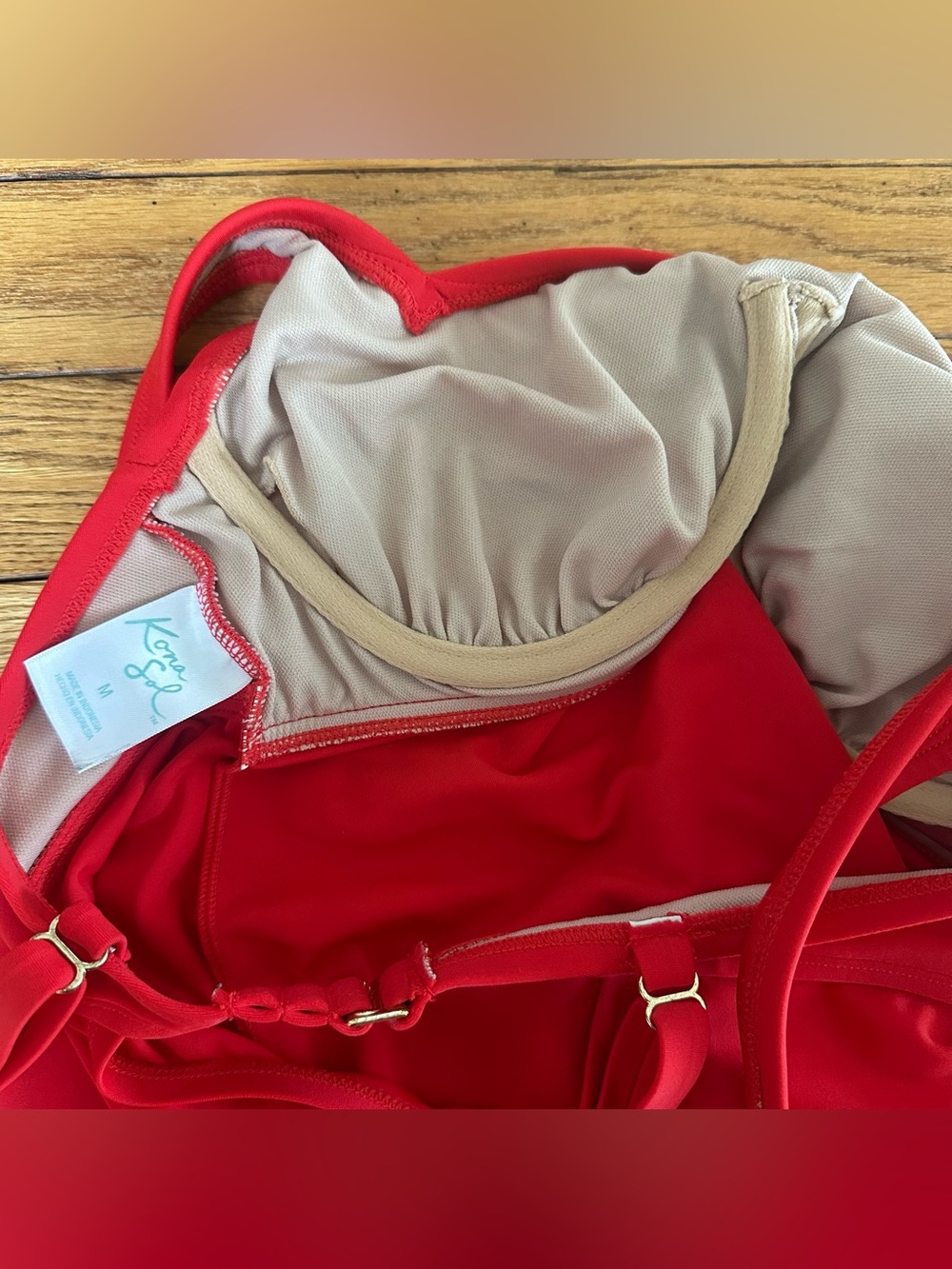 Kona Sol Bright Red Tankini Top & High Waist Bottoms - Picture 5 of 5